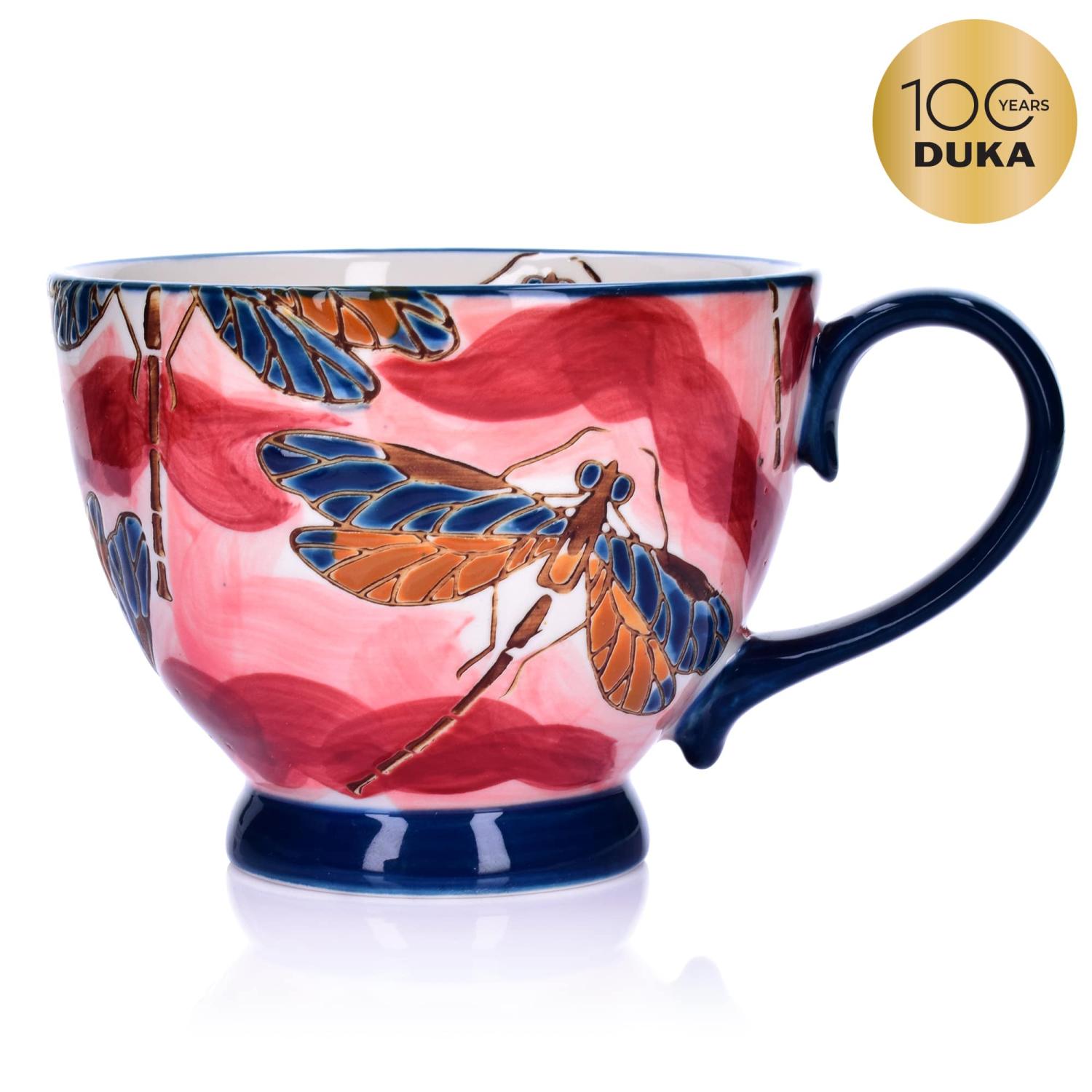Duka Becher Mit Libellenmotiv, 400 Ml, Steinzeug, Rot-marineblau, Andalusien, Duka