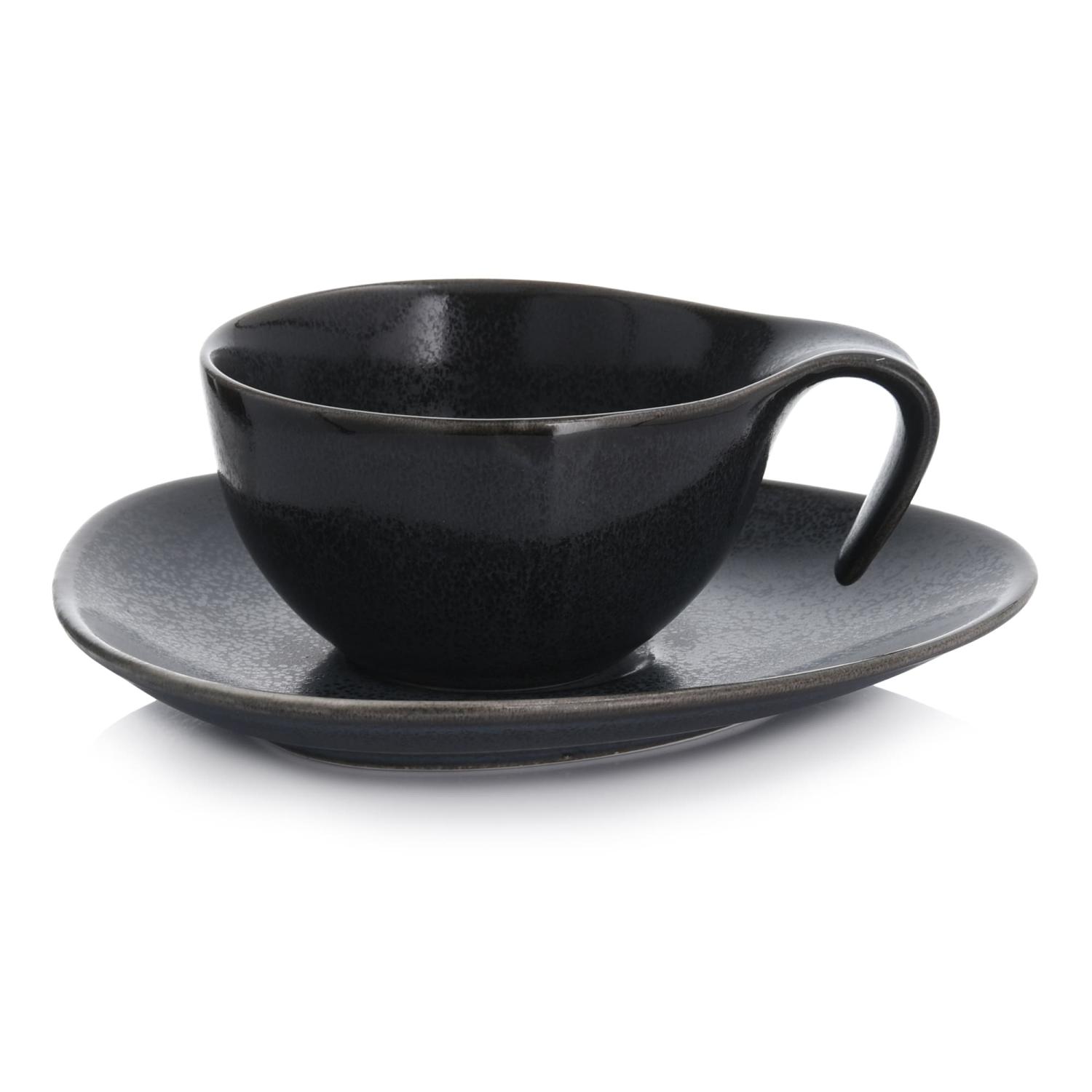 Schwindelerregende Tasse Mit Untertasse 150 Ml Graphit Time Schwarz Duka