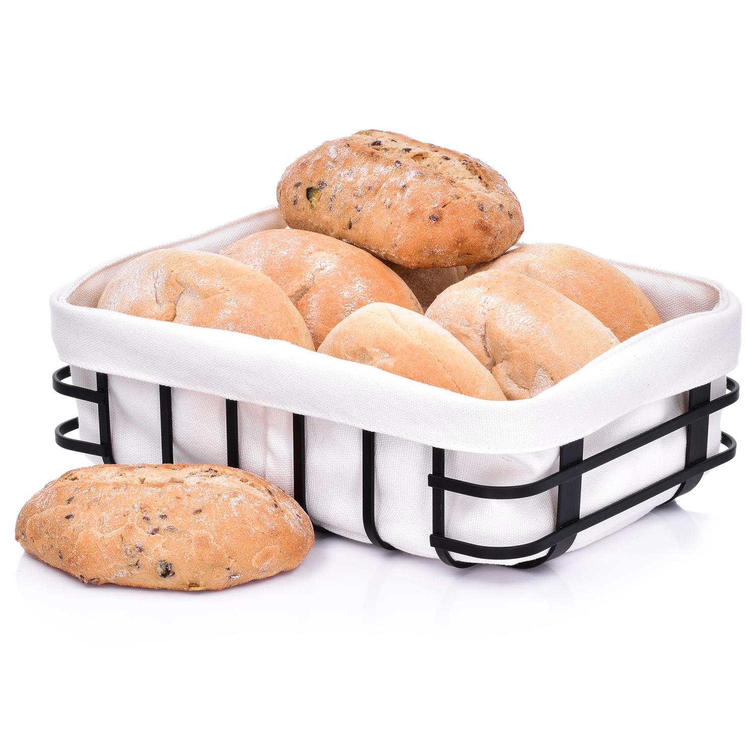 Brotkorb Mit Futter, Schwarz, Rechteckig, 26 X 19 X 9 Cm, Fint Duka