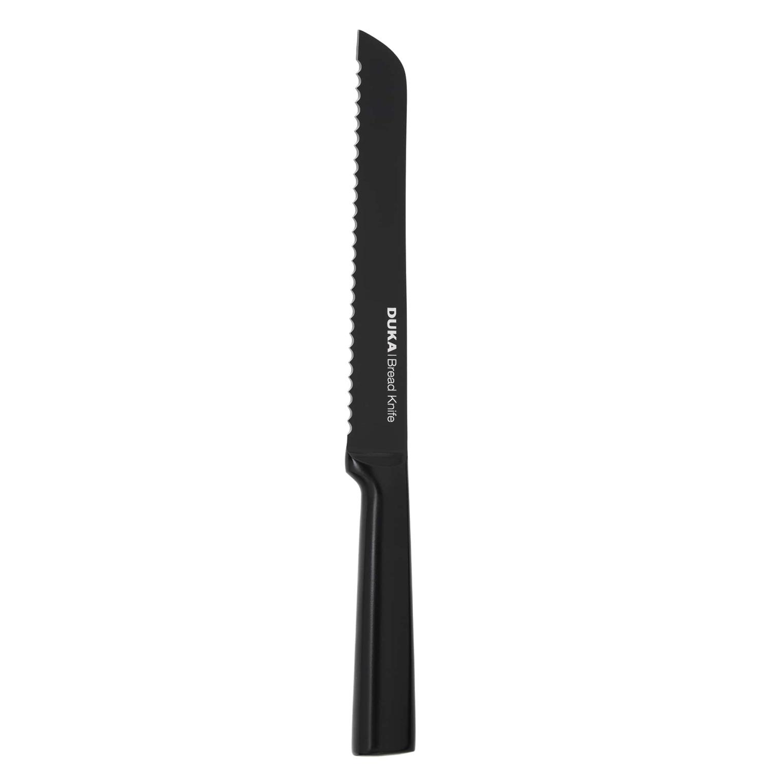 Brotmesser 20 Cm, Schwarzer Edelstahl, Ergonomisch, Loft Duka