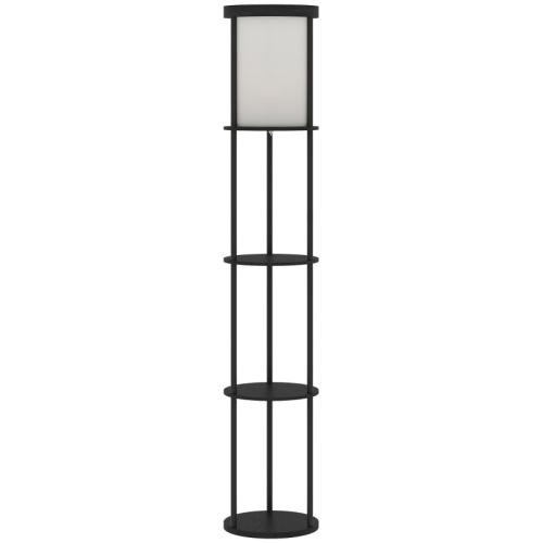 Stehlampe Mit 3 Regalen, Rundes Design, Fernbedienung Und Fußschalter, Einstellbare Farbtemperatur, Für Wohnzimmer, Schwarz