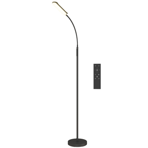 Dimmbare Led-stehlampe Mit Fernbedienung Und Touch-steuerung, 360° Verstellbarer Schwanenhals, 1h-timer Und Speicherfunktion, Schwarz