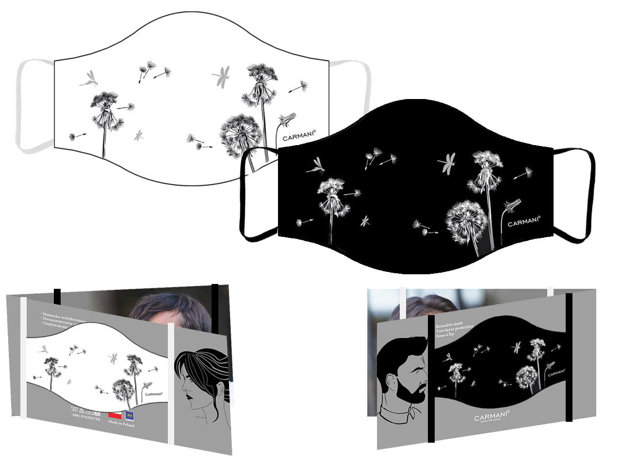 Set Mit 2 Schutzmasken - Löwenzahn (carmani)