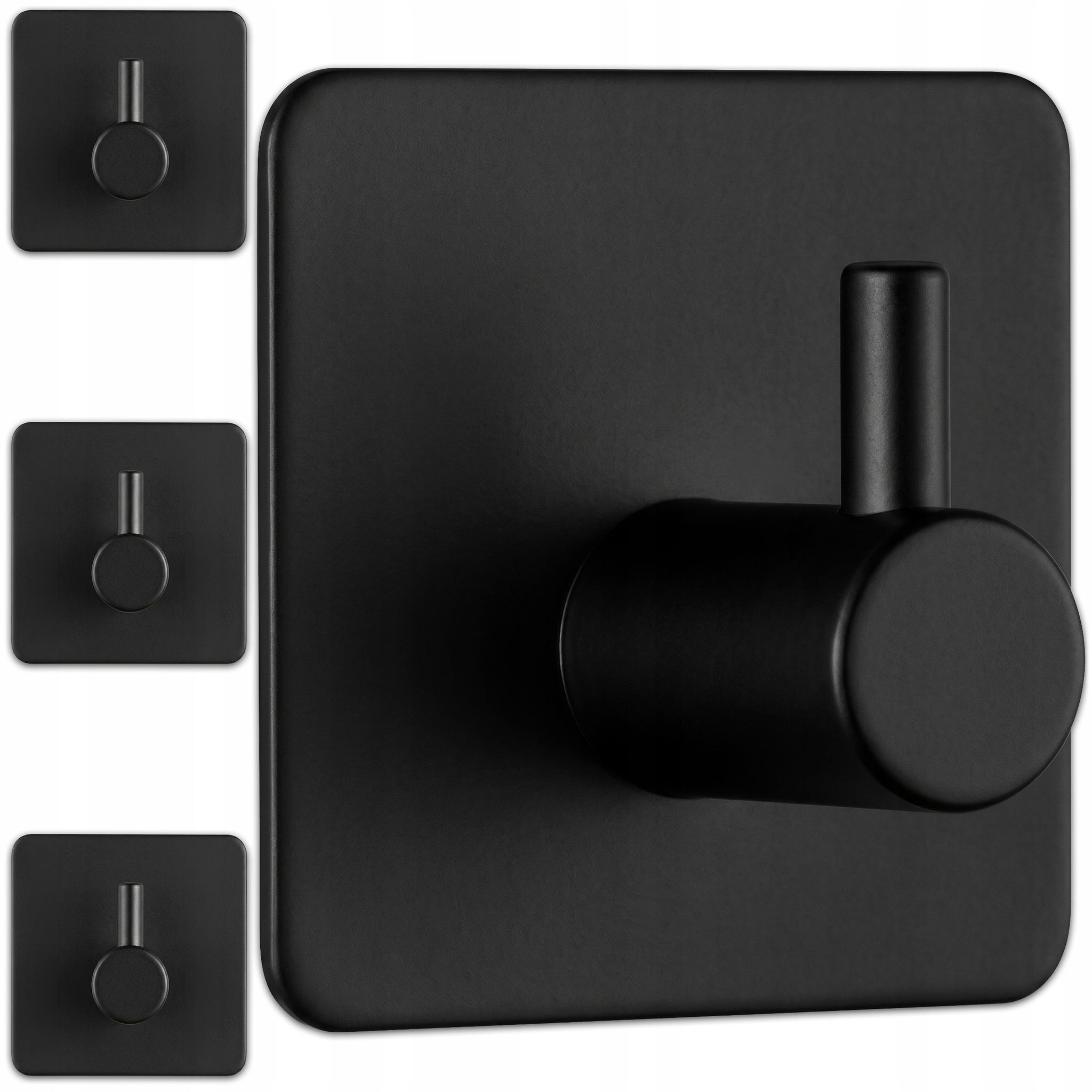 Selbstklebende Haken, Badezimmerhaken, Handtuchhalter, Schwarz, 4 Stück