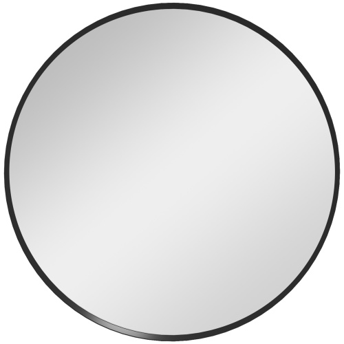 Runder Spiegel 60x60 Cm Mit Schwarzem Aluminiumrahmen, Dekorativer Wandspiegel Für Badezimmer, Wohnzimmer, Flur Und Schlafzimmer