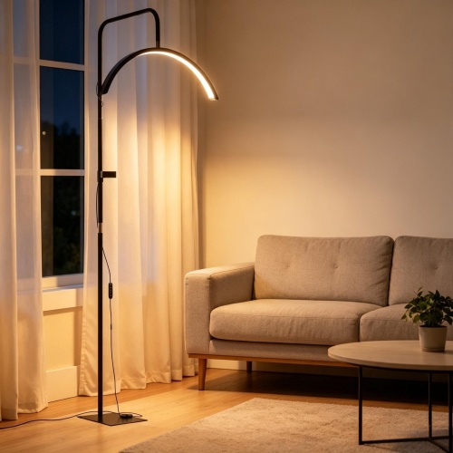 Led-stehleuchte, 36w, Verstellbar, 350° Drehbare Halbmondform, 7 Dimmbare Farbtemperaturen, Ideal Für Wohnzimmer