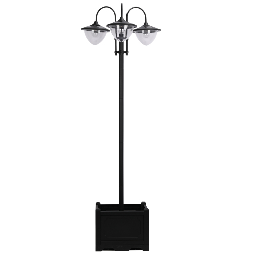 Solargartenleuchten Aus Metall, 3er-set Wasserdichte Und Winddichte Außenlampen Ip44 Mit Blumentopf-sockel, Dekoration Für Balkon Und Terrasse, Schwarz, 60x55x189 Cm
