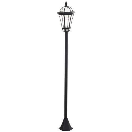 Led-solarleuchte Für Den Garten, 2 Köpfe, Ip44 Wasserdicht, Abs Schwarz Mit Edelstahl, Energiesparmodus, Ø18,5 X H129 Cm