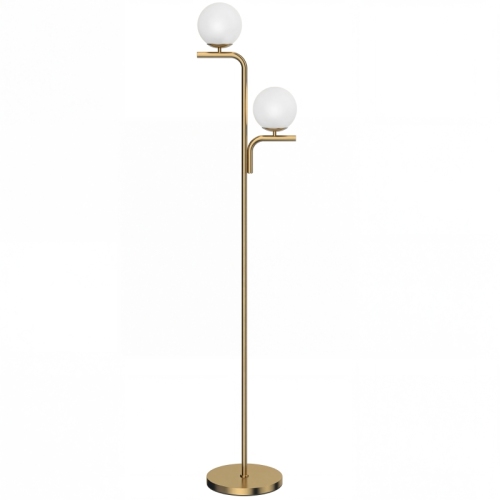 Moderne Led-stehlampe Mit Kugelförmigem Glaslampenschirm, 3 Farbtemperaturen, Fußschalter, Goldene Ausführung