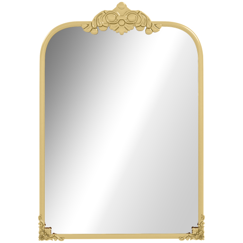 Barocker Badezimmerspiegel 60x87 Cm Mit Dekorativem Goldenem Metallrahmen, Eleganter Wandspiegel Für Wohnzimmer Und Schlafzimmer