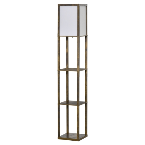Stehlampe Mit Regal, Holzdesign, 26 X 26 X 160 Cm, Bodenlampe Für Wohnzimmer Und Schlafzimmer (ohne Glühbirne)