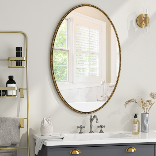 Ovaler Wandspiegel Aus Schmiedeeisen Im Retro-vintage-stil, Antiker Gold-effekt Für Badezimmer, Schlafzimmer Und Wohnzimmer