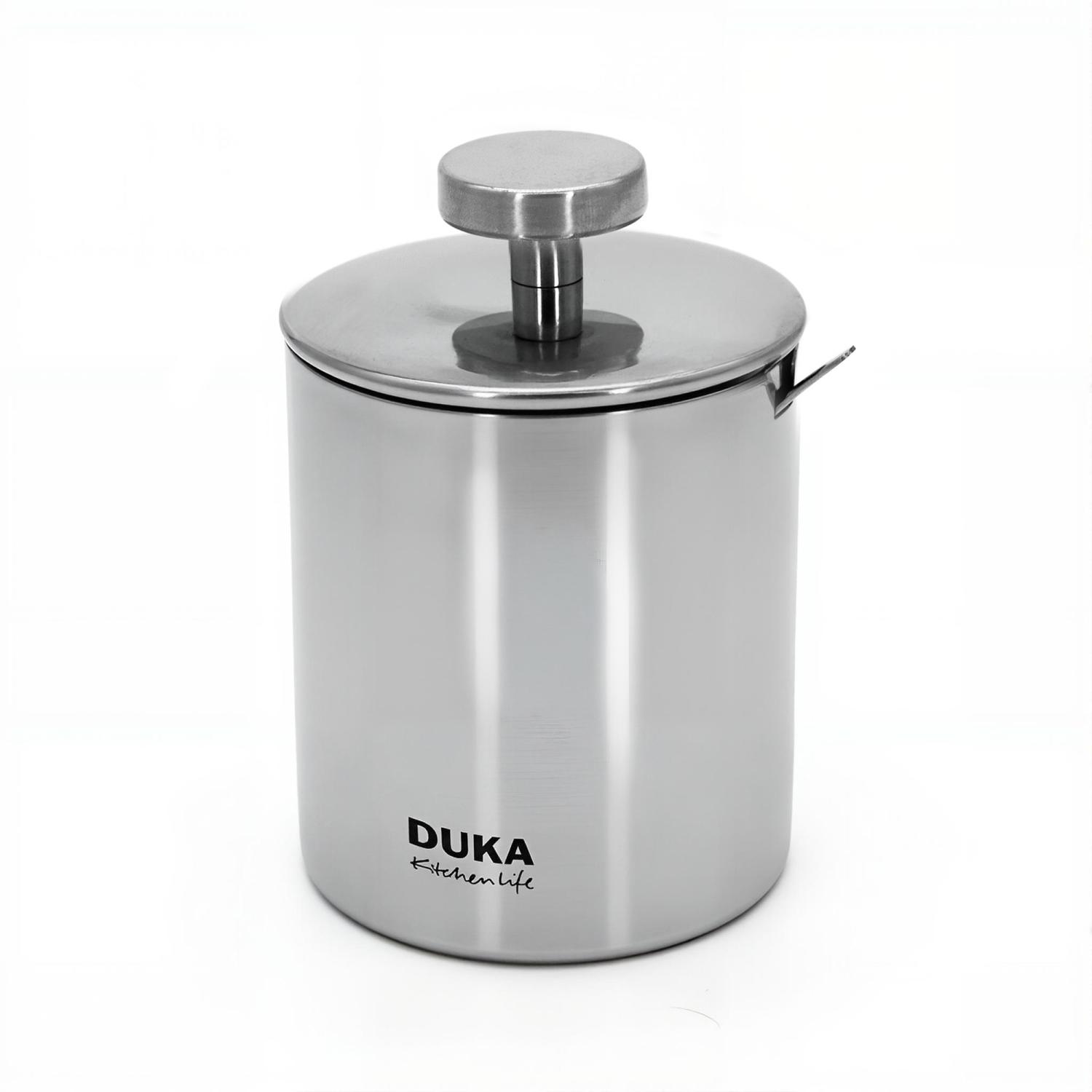 Zuckerdose Aus Edelstahl Mit Löffel, 250 Ml, Silberfarben, Modernes Barista-design Von Duka