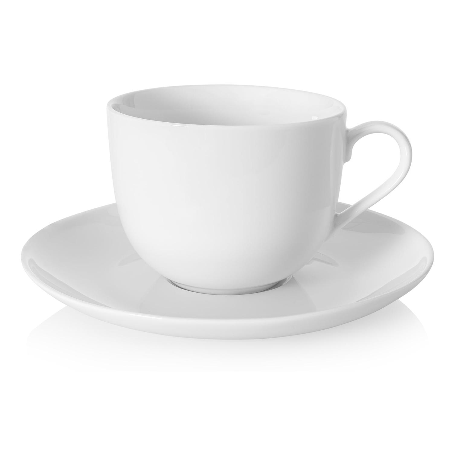 Elegante Weiße Porzellantasse Mit Untertasse, 200 Ml, Felicia Duka