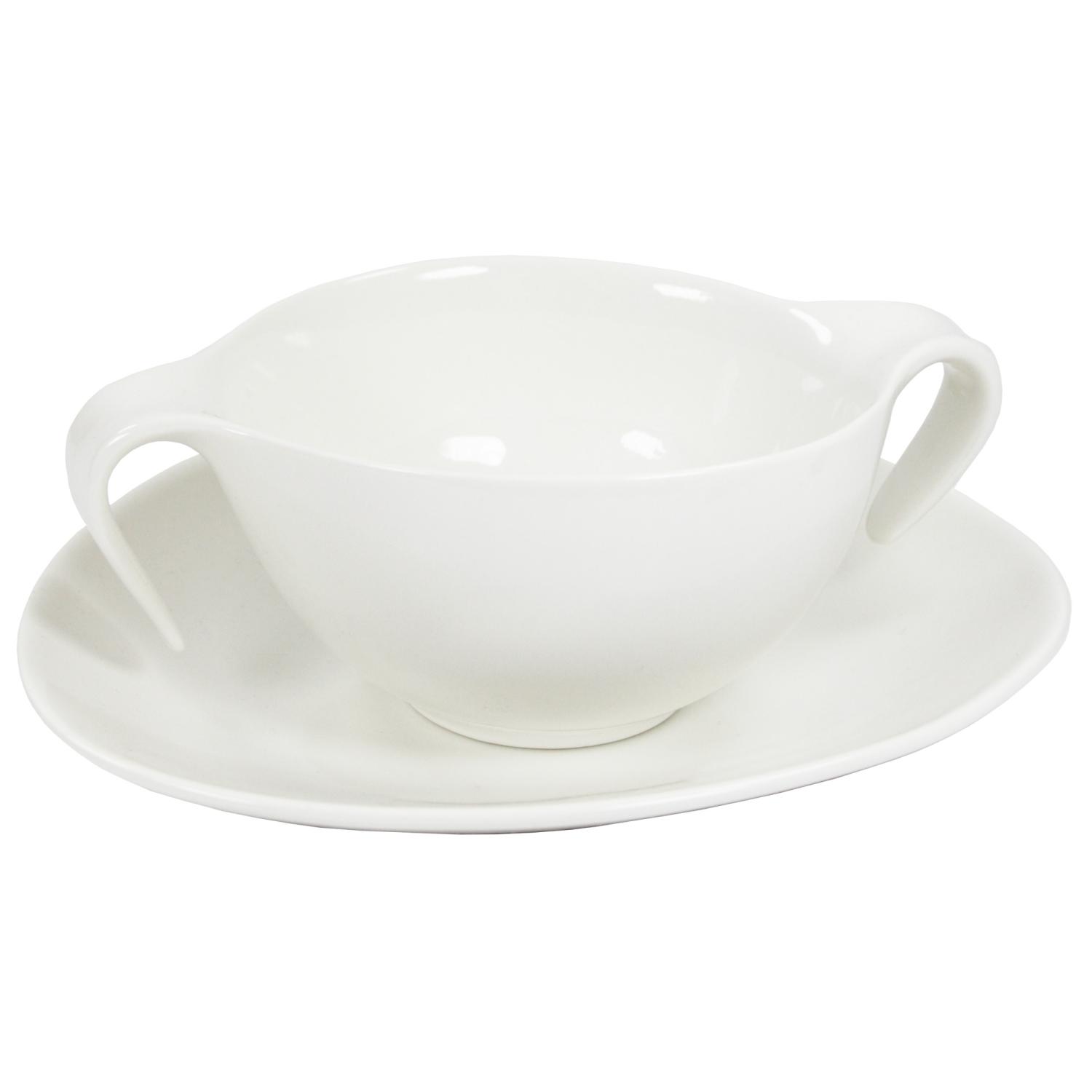 Tiefer Teller, Bouillonschale Mit Untertasse, Zeit, 450 Ml, Weiß, Duka