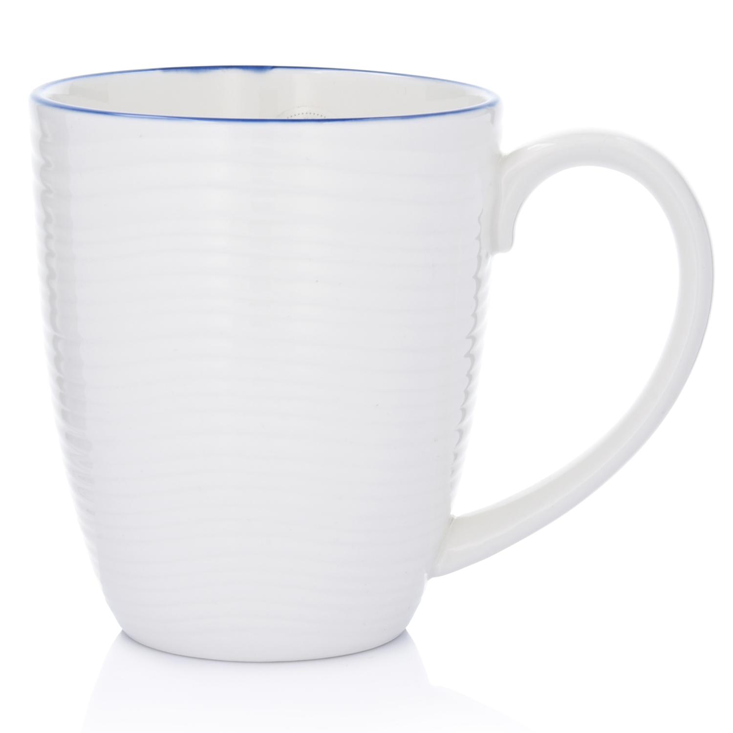Jumbo-porzellanbecher 700 Ml, Weiß Und Marineblau, Für Tee, Krog Duka
