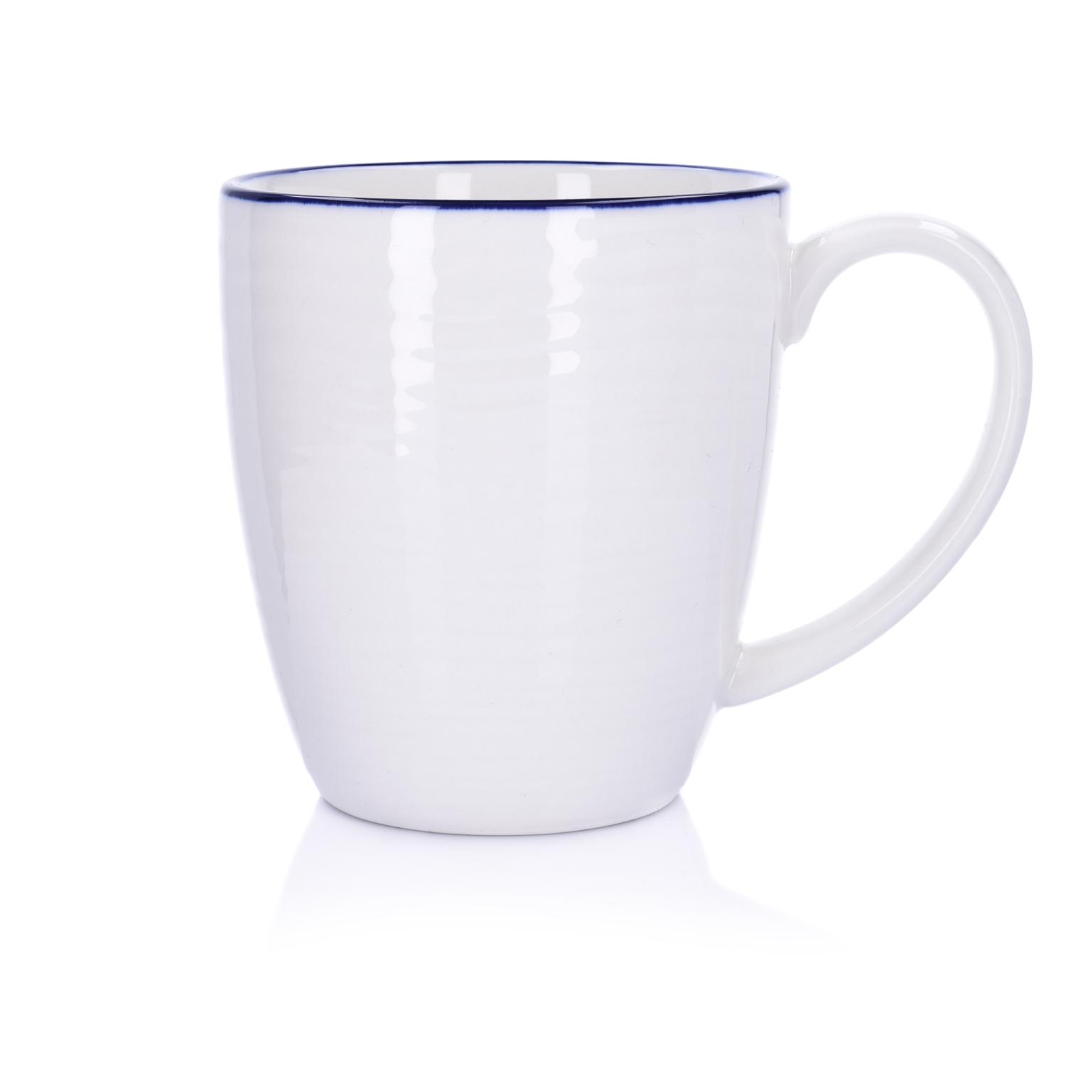 Porzellanbecher 400 Ml, Weiß Und Marineblau, Handgefertigt, Krog Duka