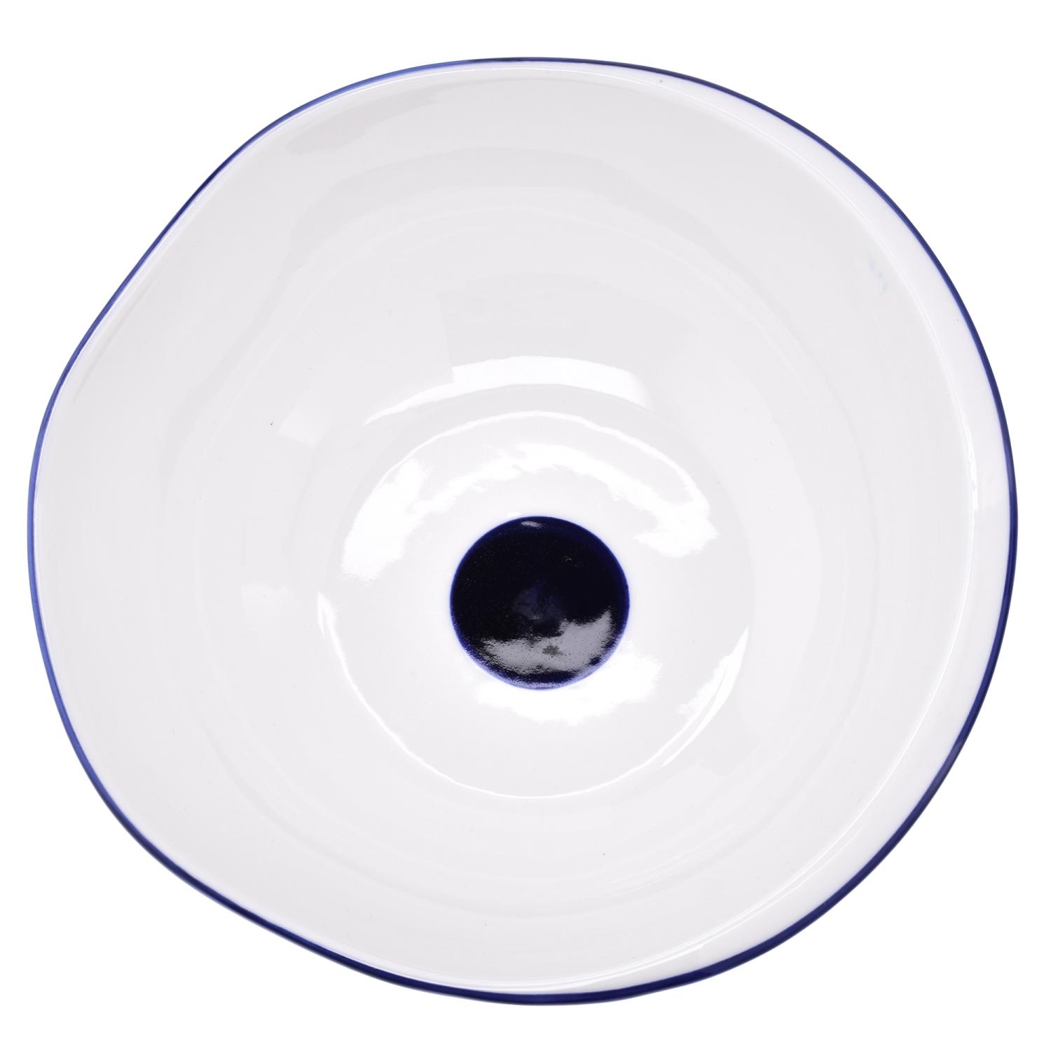 Porzellan-salatschüssel 2 L Weiß Und Marineblau Krog Duka