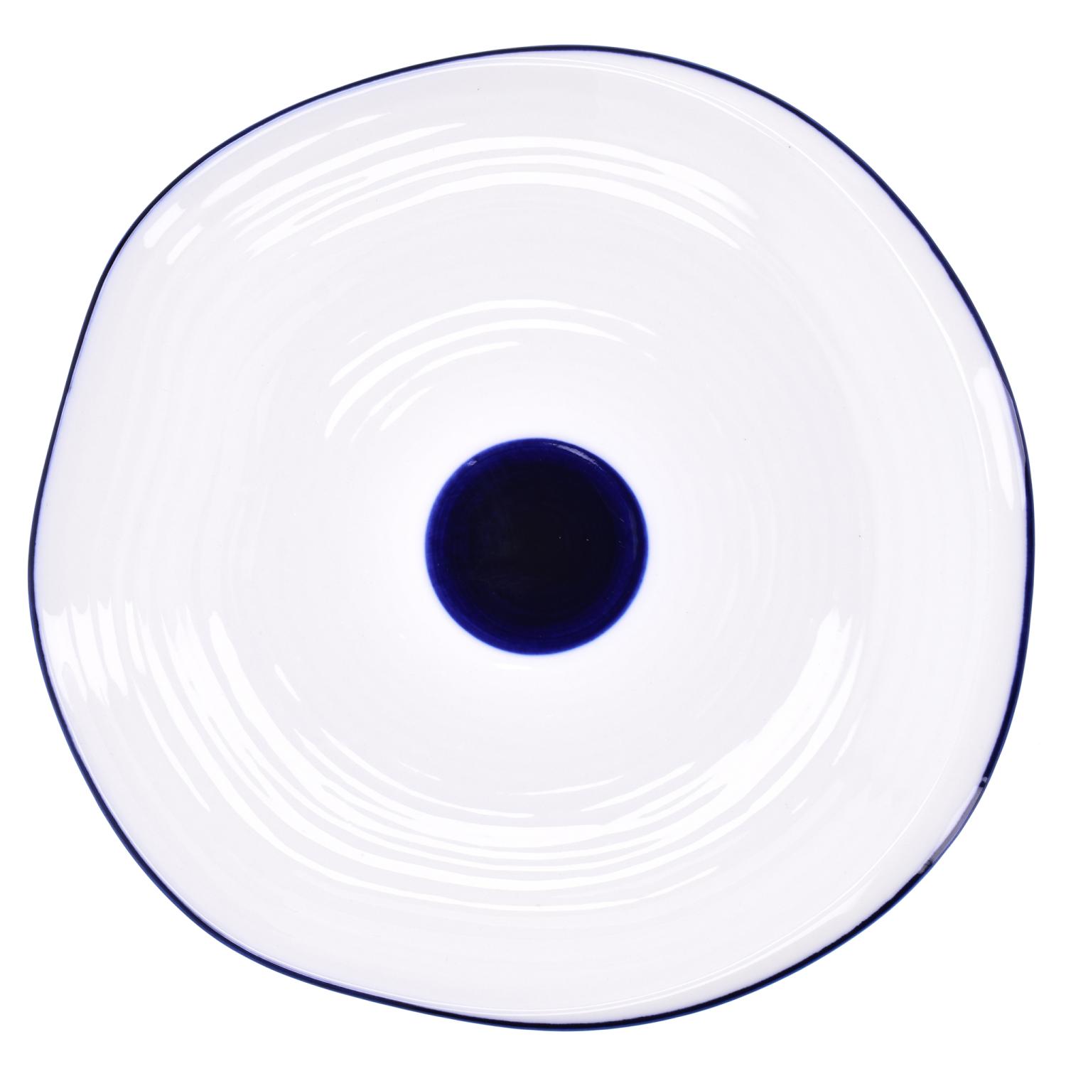 Duka Krog Speiseteller 27 Cm, Weiß-marineblaues Porzellan