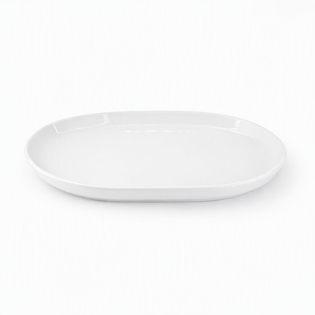 Eleganter Ovaler Porzellanteller 29x20 Cm Weiß Nord Duka