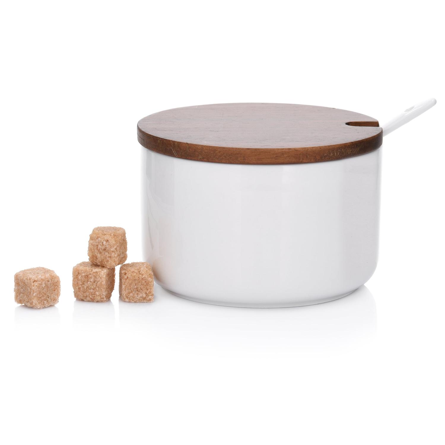 Zuckerdose Aus Akazienporzellan Mit Löffel