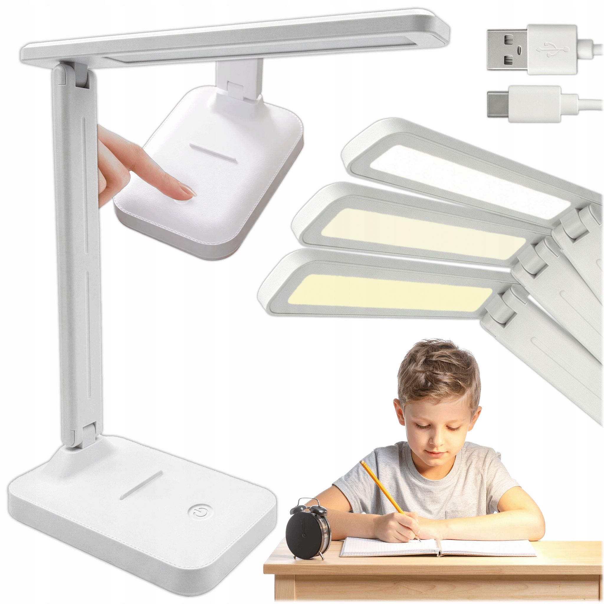 Led-schreibtischlampe Für Schule Und Büro, Verstellbar, Usb-knopf, 3 Modi, 5 W