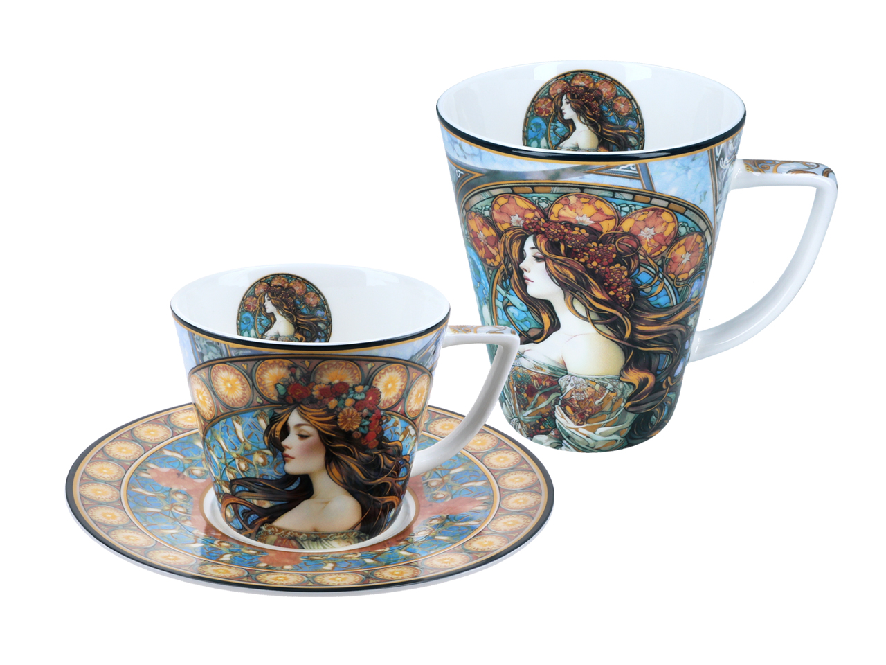 Carmani, Set Für Zwei Personen: Tasse + Becher - Alfons Mucha