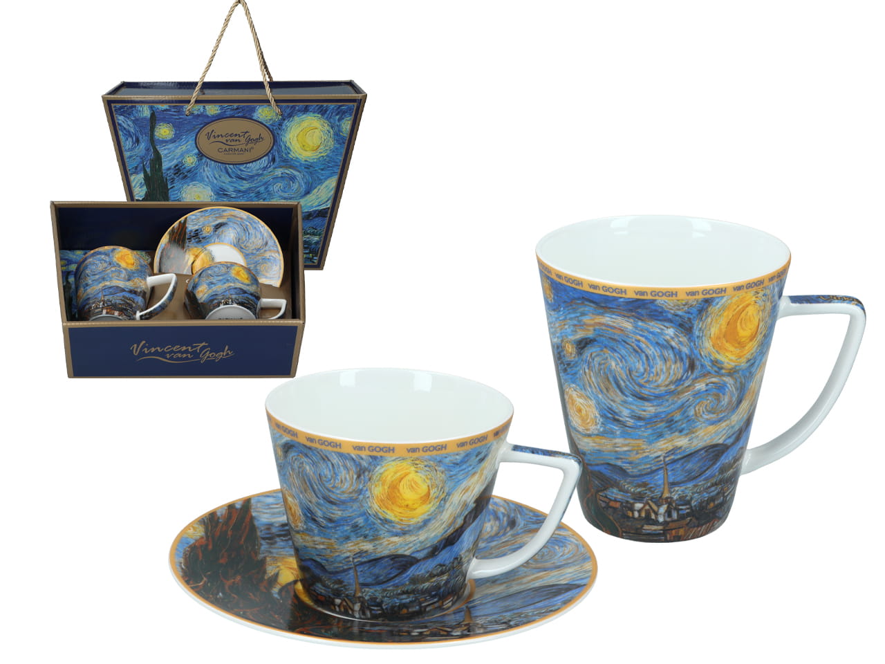 Carmani, Set Für Zwei Personen: Tasse + Becher – Van Gogh/sternennacht
