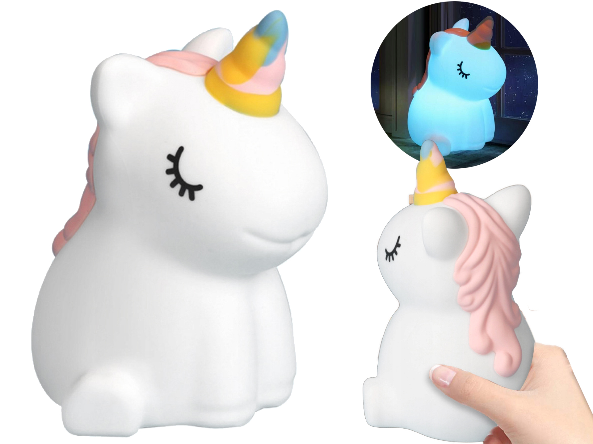 Silikon-led-einhorn-nachtlicht Für Kinder, Weiches Usb-kabel, 8 Farben