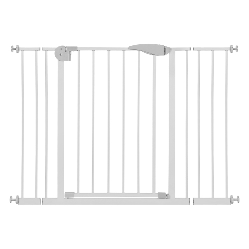Sicherheitsgitter Für Kinder Und Haustiere Mit Tür, Verstellbar 75-115 Cm, Höhe 76 Cm, Treppenschutz Ohne Bohren Mit Verlängerungen, Metall Und Kunststoff