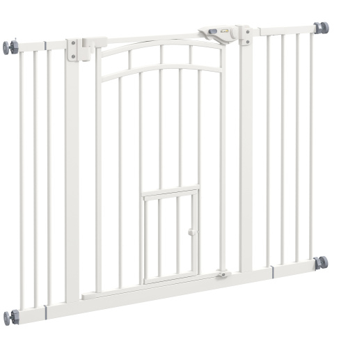 Sicherheitsgitter Für Treppen Mit Katzenklappe, Ohne Bohren, 74-100 Cm, Weiß