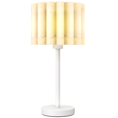 Weiße Nachttischlampe Mit Gewelltem Lampenschirm, E27 Tischlampe Mit Knopfschalter Für Wohnzimmer Und Kinderzimmer (ohne Glühbirne)