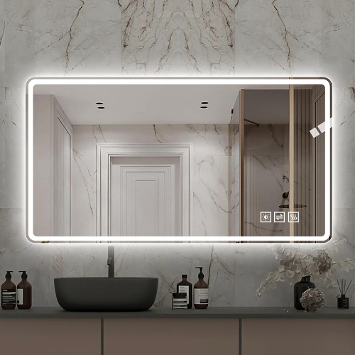 Led-badezimmerspiegel 60x100 Cm, Rahmenlos, Beschlagfrei Mit Dimmbarem Licht, Explosionsgeschütztes Sicherheitsglas Für Make-up, Rasur Und Wanddekoration