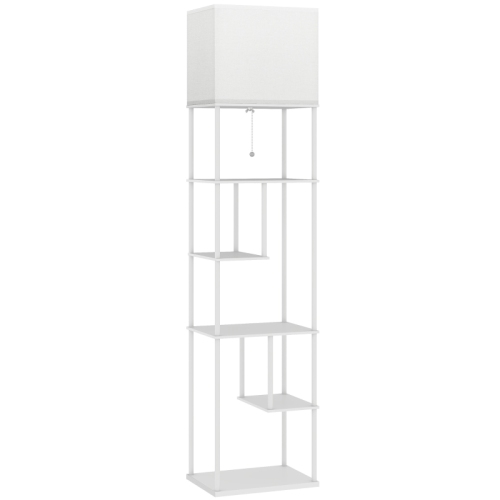 Stehlampe Mit Regal, Dimmbar Und Farbtemperatur Einstellbar, Für Schlafzimmer, Büro, Wohnzimmer, Weiß
