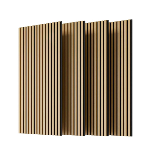 3d-holz-wandpaneele, 4er-set Akustische Gerillte Paneele Für Wand Und Decke, 3-seitige Beschichtung In Weiß-eiche-effekt, 120 X 60 Cm