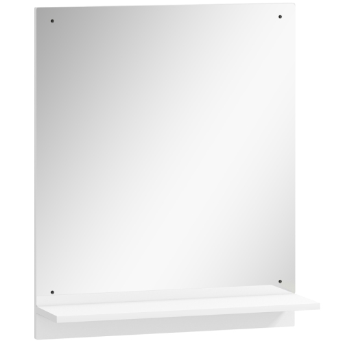 Badezimmerspiegel 50 X 60 Cm Mit Regal, Weißer Wandspiegel Für Eingang Und Flur