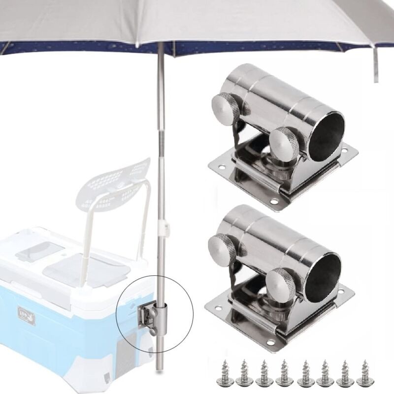 2er-Pack verstellbarer Sonnenschirmständer aus Edelstahl, Balkon-Sonnenschirmständer, Schirmhalter, Angelschirm-Schirmhalter mit Montageplatte und