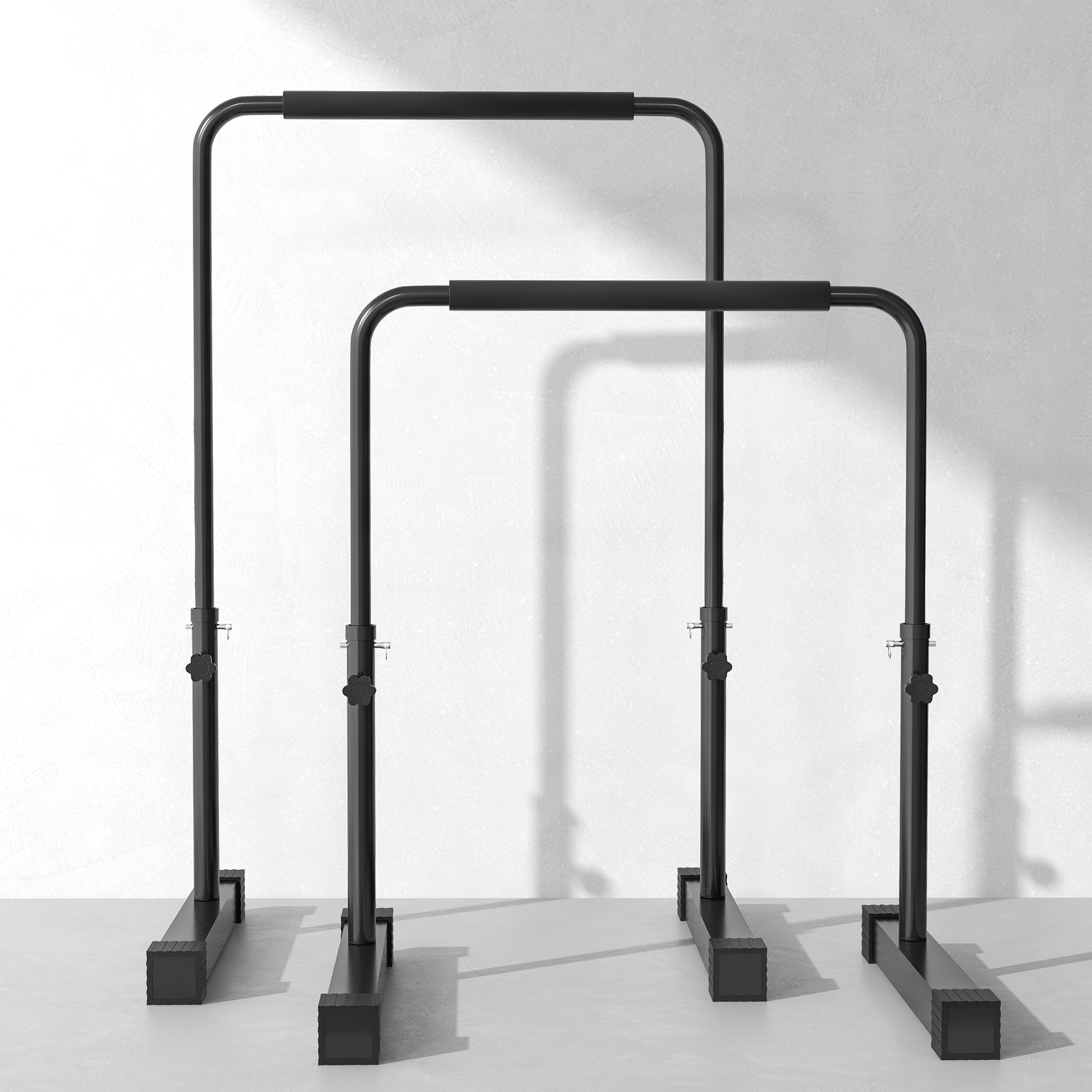 Dipstation (81 X 73 X 9 Cm), Höhenverstellbar Von 80 Bis 100 Cm, Rutschfeste Gummifüße, Stahl, Schwarz