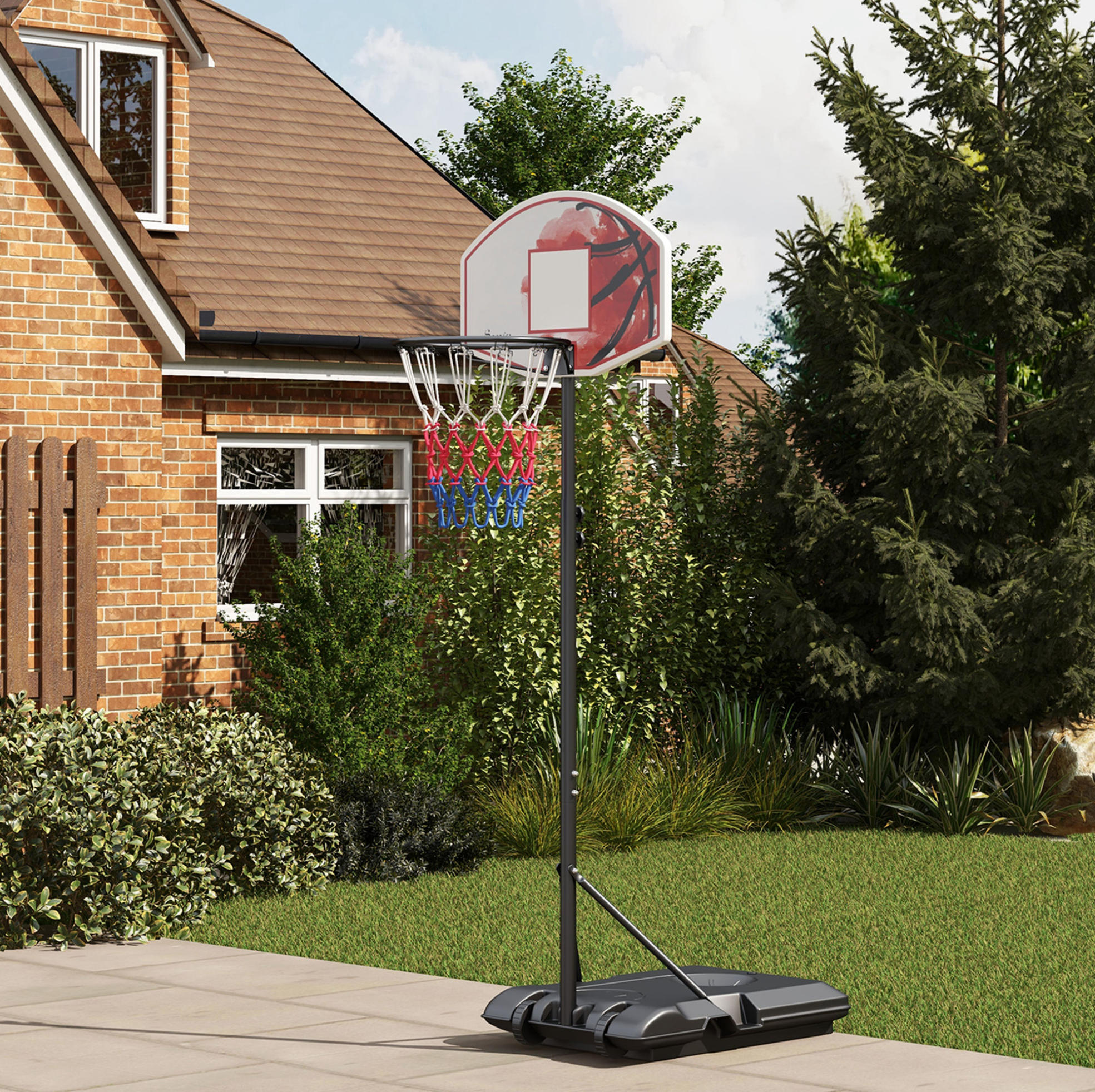 Redom Basketballkorb Mit Ständer, 83.0x16.2x57.0 Cm, 7 Fach Höhenverstellbar, Mit Rollen, Kunststoff, Schwarz