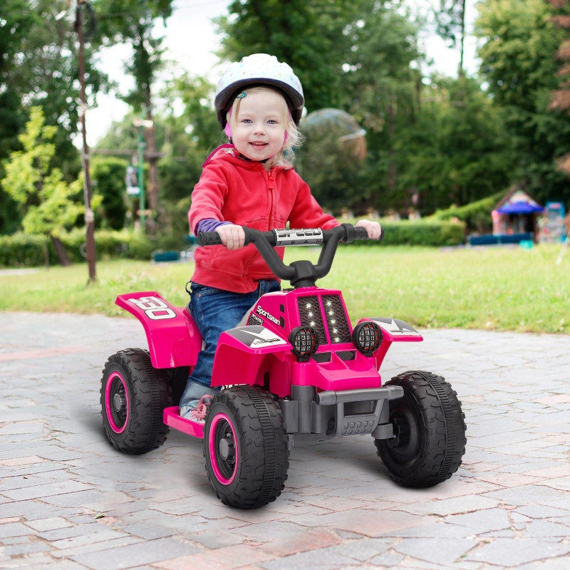 Kinder Elektro-quad (70,5x42,5x46,5 Cm), Vorwärts Und Rückwärts, Led-scheinwerfer, Metall, Pink