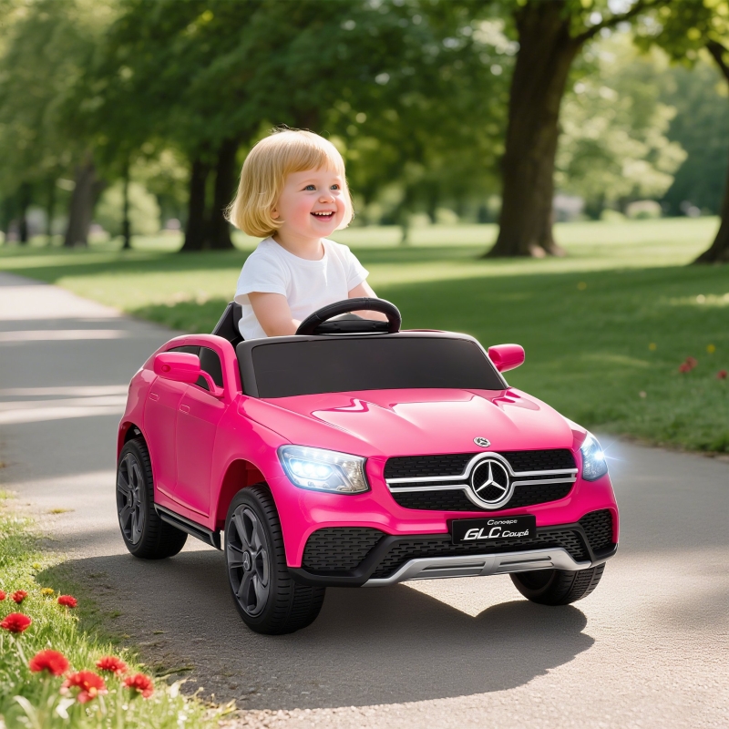 Kinder Elektroauto (106x57x34.5 Cm), Mit Fernbedienung, Soft Start, Musik Und Led, Kunststoff, Pink