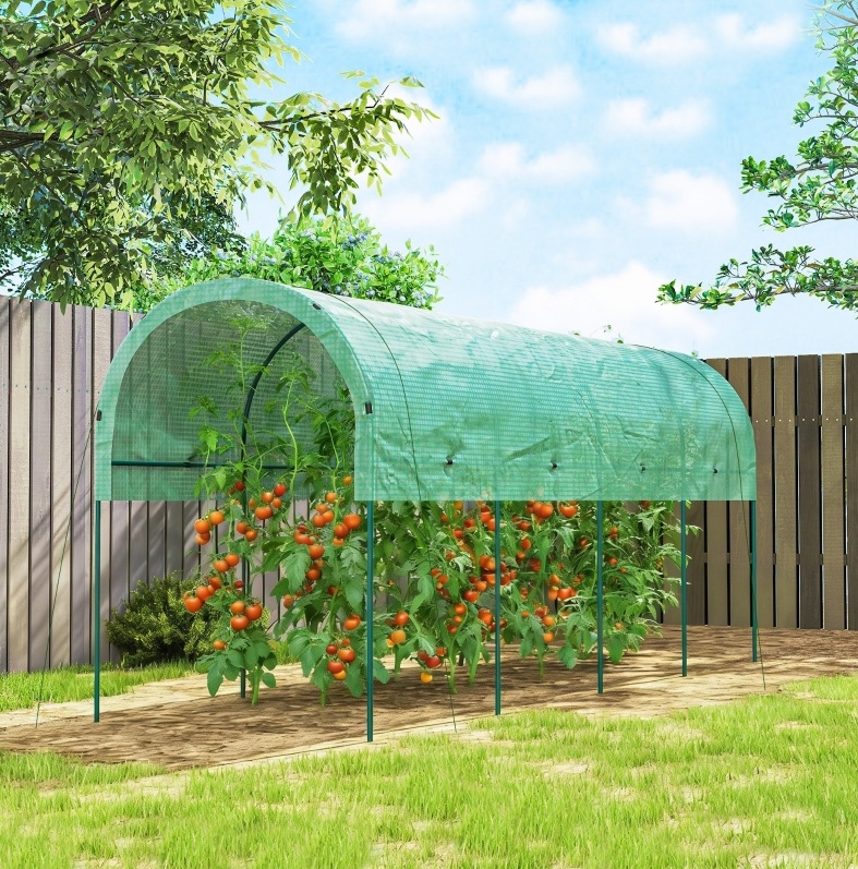 Gewächshaus 400x120x170 Cm, Offenes Tomatengewächshaus, Uv Schützend, Stahl, Grün