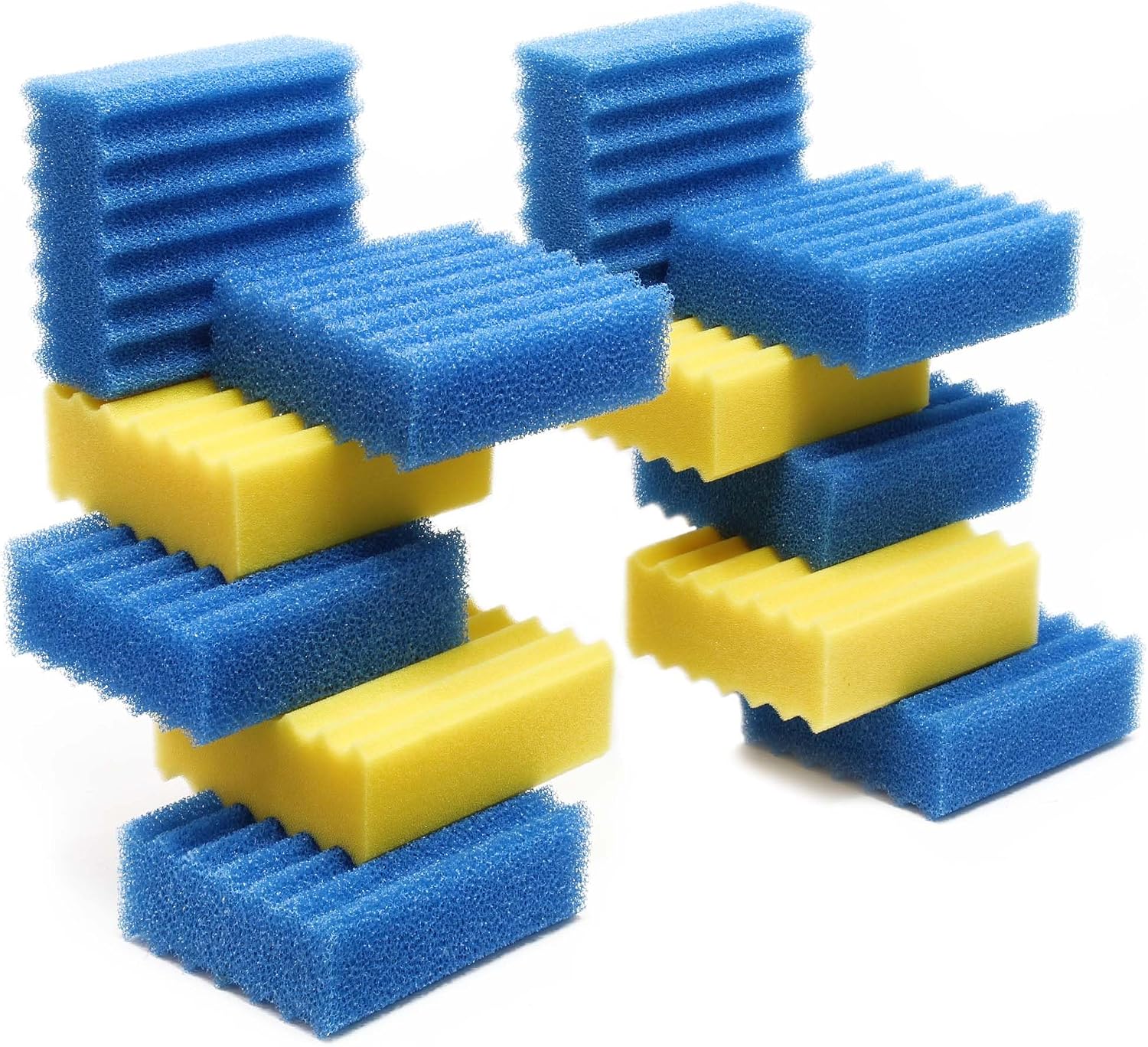 Sunsun Komplettset Mit 12 Filterschwämmen Für Den Cbf-350c Biofilter – 4 Gelbe, 8 Blaue – Ersatzfilterschaum – Filtermaterial Für Teich- Und Schwimmbadwasser