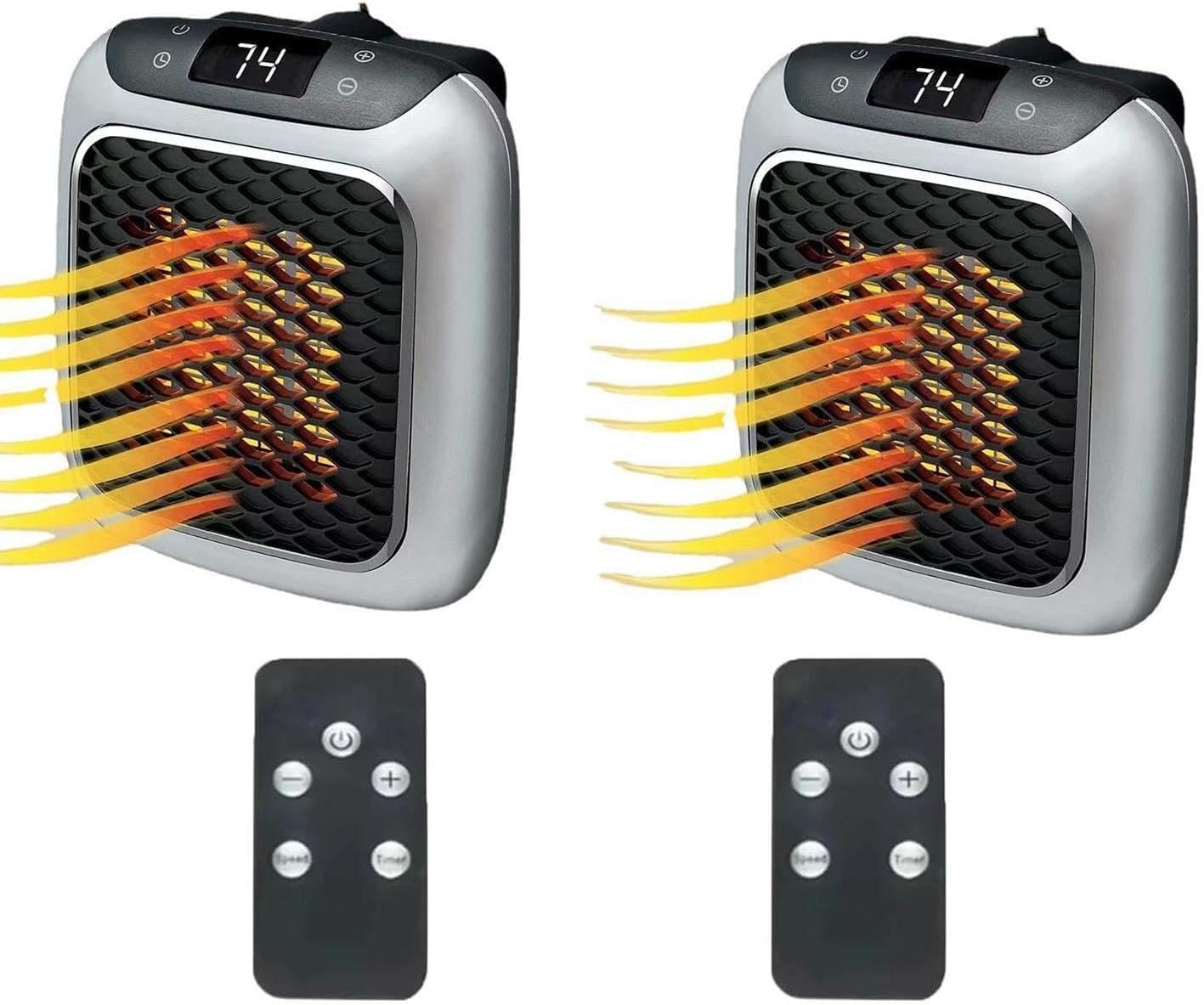 Set Mit 2 Mini-keramik-wandheizkörpern 800w – Schnelles Aufheizen, Leise Und Energieeffizient Mit Fernbedienung Und Led-anzeige (silber)