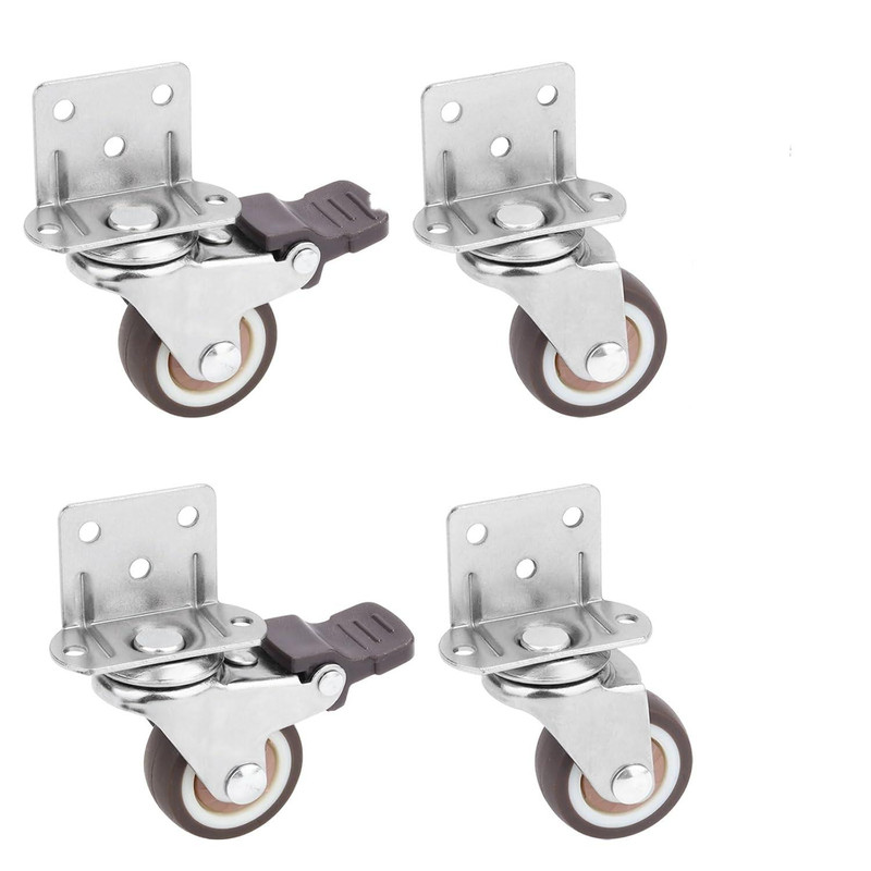 32-mm-möbelrollen, 4er-set (2 Mit Bremsen), L-förmige Montageplatte, 80 Kg Tragkraft, Geräuscharme Tpe-gummiräder Für Couchtische Und Pflanzenständer