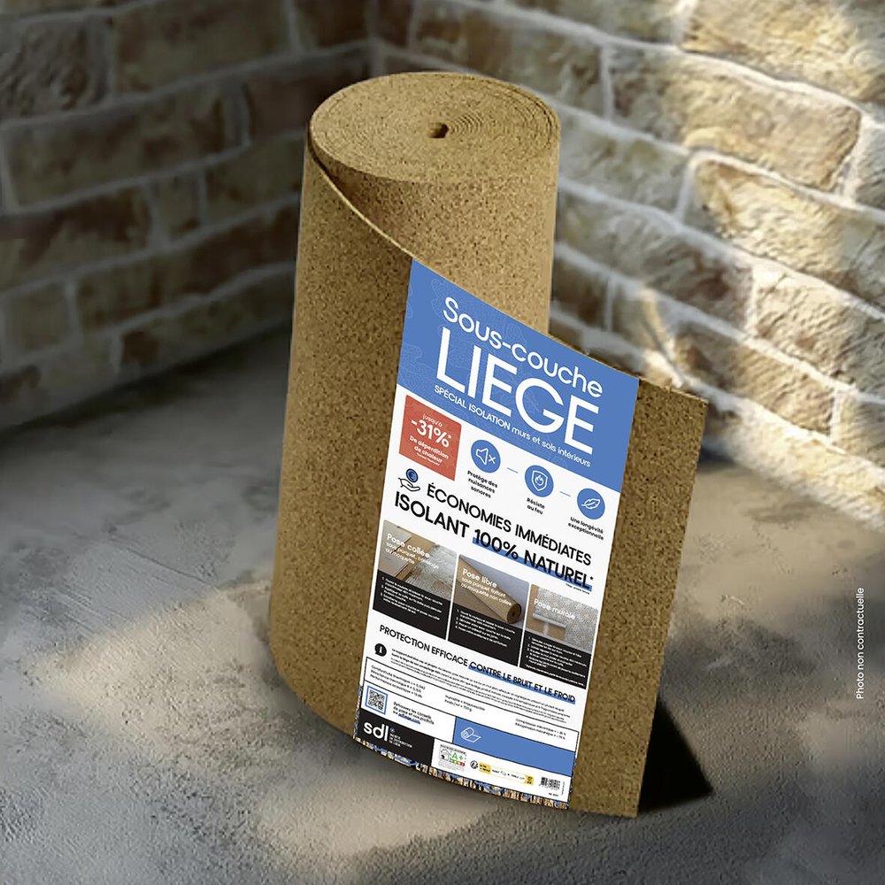 Kork-wand-/bodenisolierungsrolle, L. 1 X L. 15 M, Dicke 4 Mm Sdl