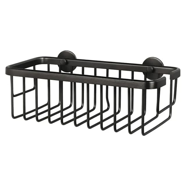 Moon selbstklebende Duschablage in gebürstetem Grafit - einstöckig und extra tief - Duschregal aus PVD-beschichtetem Metall - ohne Bohren, mit