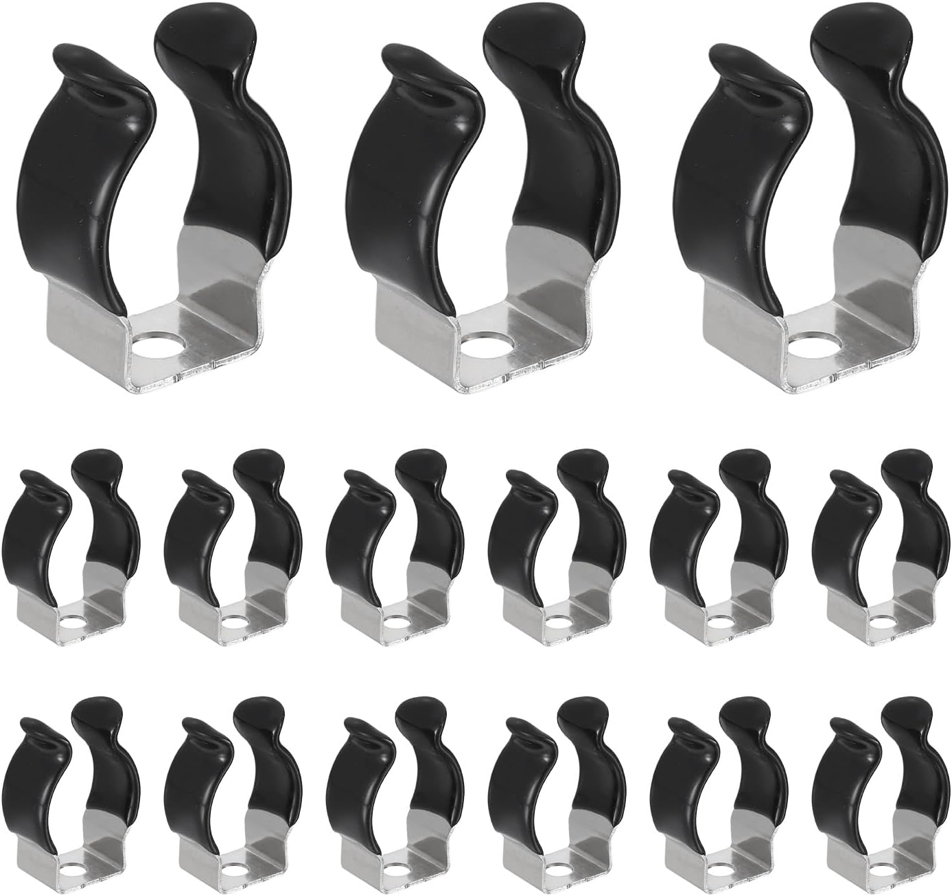Sollbry Lot De 15 Clips T6 U En Acier Inoxydable Pour Tube Fluorescent Led - Colliers De Serrage Pour Tube D'Ampoule De 15 Mm / In In - Accessoires De Montage - 25 Mm De Hauteur - Noir