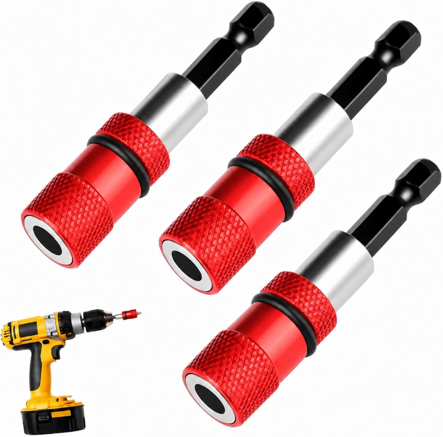 Sollbry 3pcs Magnétique Porte Embout Cloison Sèche Vis Réglable Hexagonale