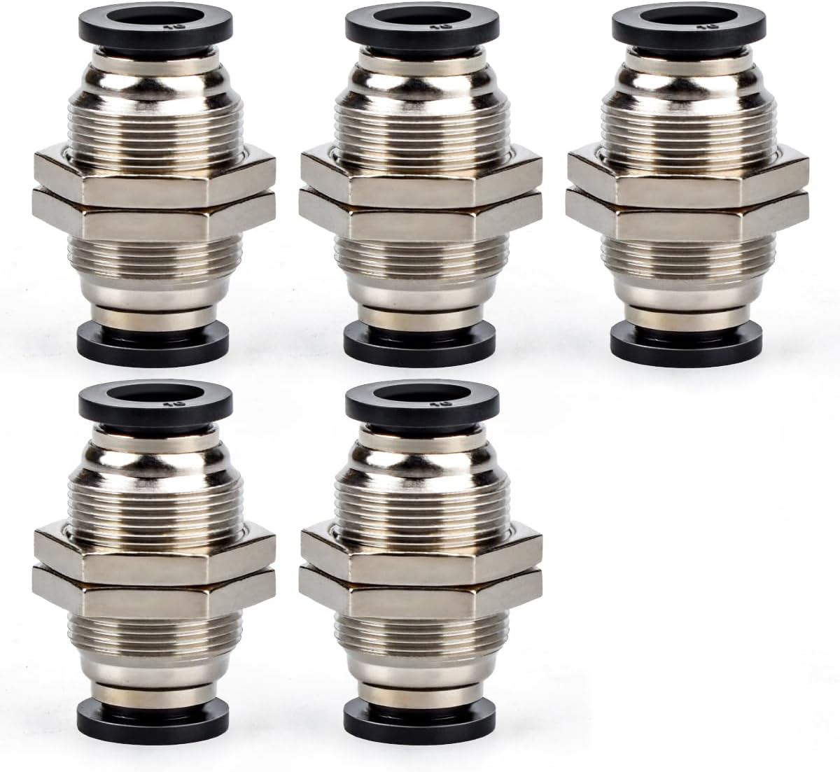 Sollbry 5 Pcs 8mm Cloison Union X 8mm Tube Od Push Pour Connecter Raccord De Tube, Laiton Pneumatique Rapide Pm8 Raccord D’air